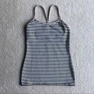 Lululemon Power Y Tank Black and White Stripe 6